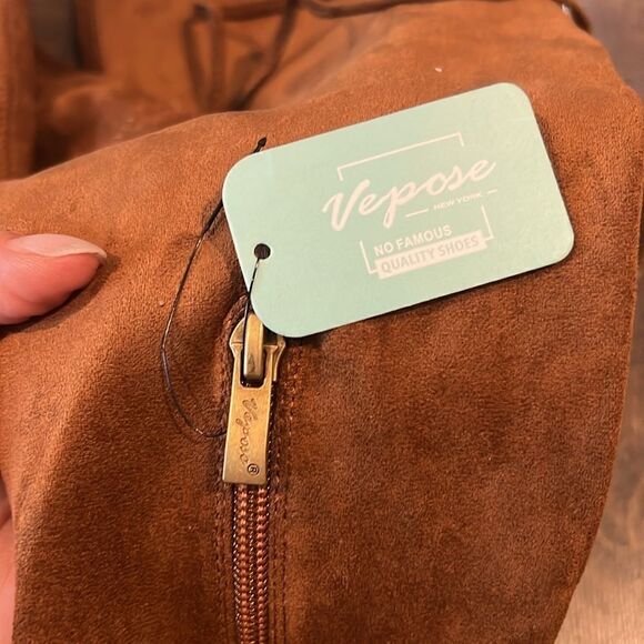 Vepose 994 Fashion Suede High Chunky Heel Over The Knee High Boots With Zipper - Picture 12 of 14